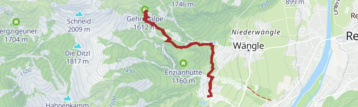 Route map: Wanderung zur Gehrenalpe